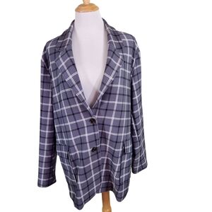 I Believe Grey Plaid Blazer 2 pockets, 2 button closure sz 2XL